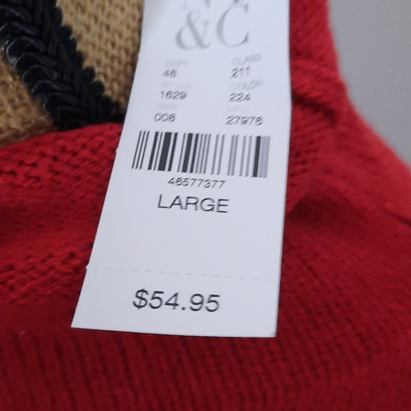 NWT Cherry Red and Purple Mock Neck Sweater - Picture 2 of 4